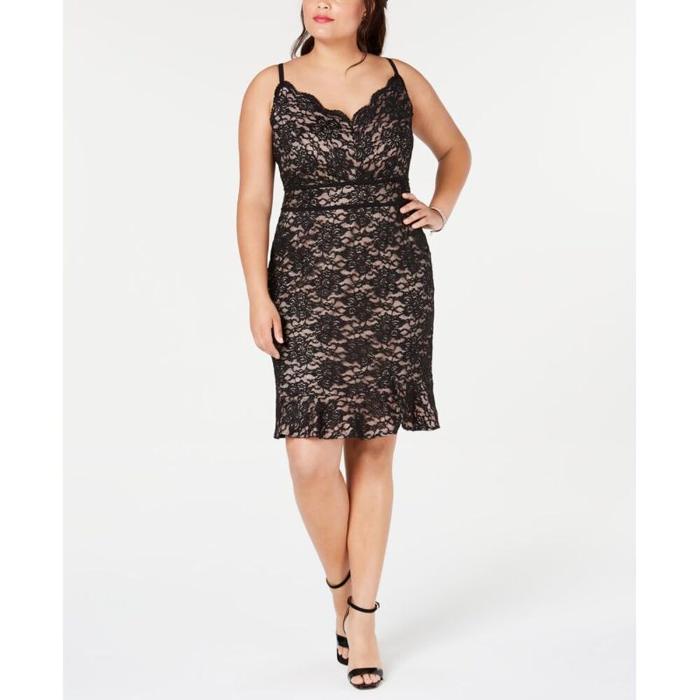 Morgan & Company Trendy Plus Size Glitter Lace Bodycon Dress